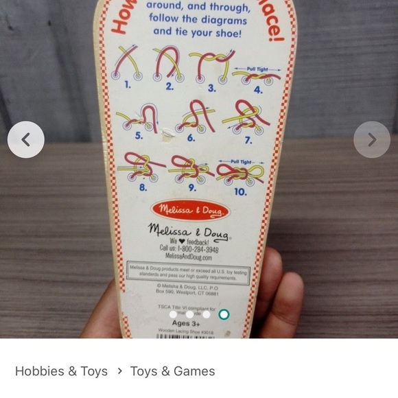 Melissa & Doug Wooden Shoe for Child to learn & practice lacing shoes 3yrs & Up - Picture 10 of 12